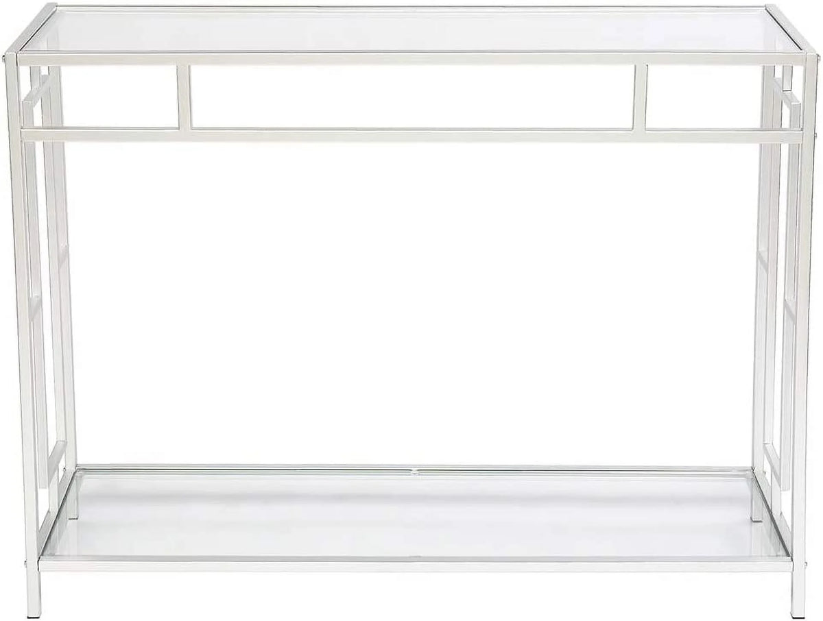 2-Tier Glass Console Table with Tempered Glass Top and Metal Frame E933772