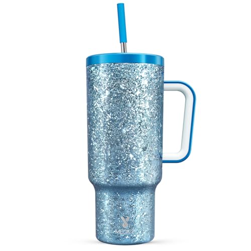 40oz Insulated Stainless Steel Tumbler with Handle and Straw E252653