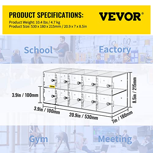 20 Slots Acrylic Wall-Mounted Cabinet with Door Locks and Keys U82090