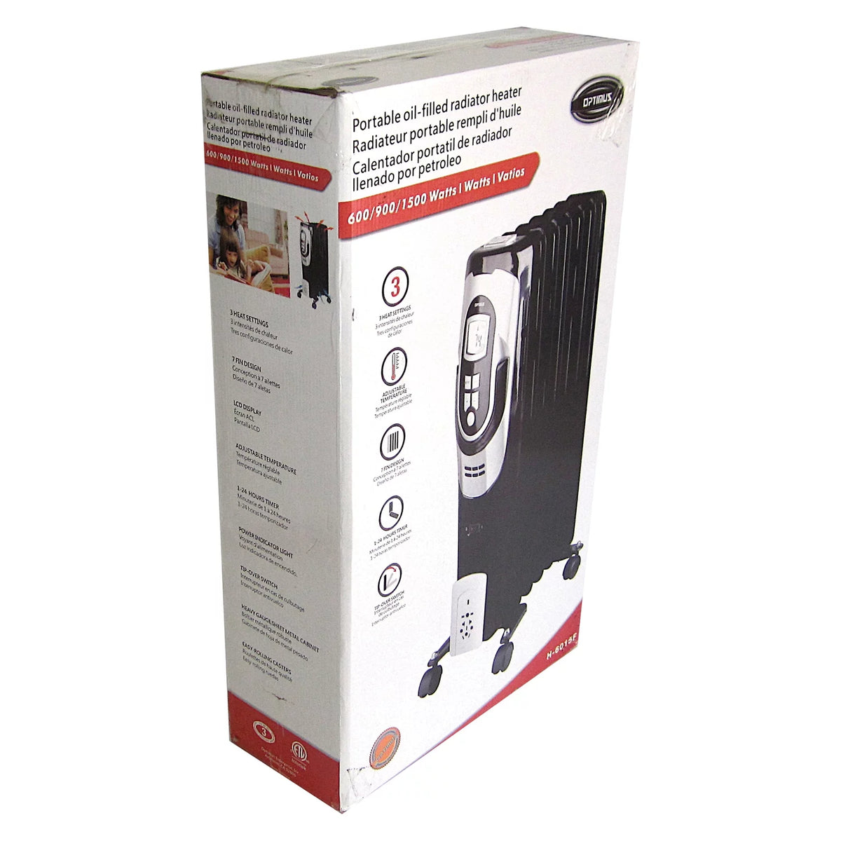 3-Setting 1,500-Max 7-Fin Portable Oil-Filled Radiator Heater with Digital Display U6712