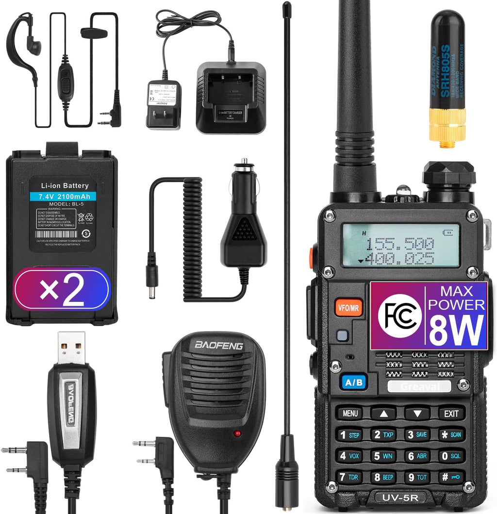 Dual Band 2-Way Radio with 2 Rechargeable Battery Handheld Walkie Talkies Set B102223