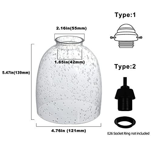 4 Pack Clear Seeded Glass Replacement Shades for Ceiling Fan Light Fixtures F4390