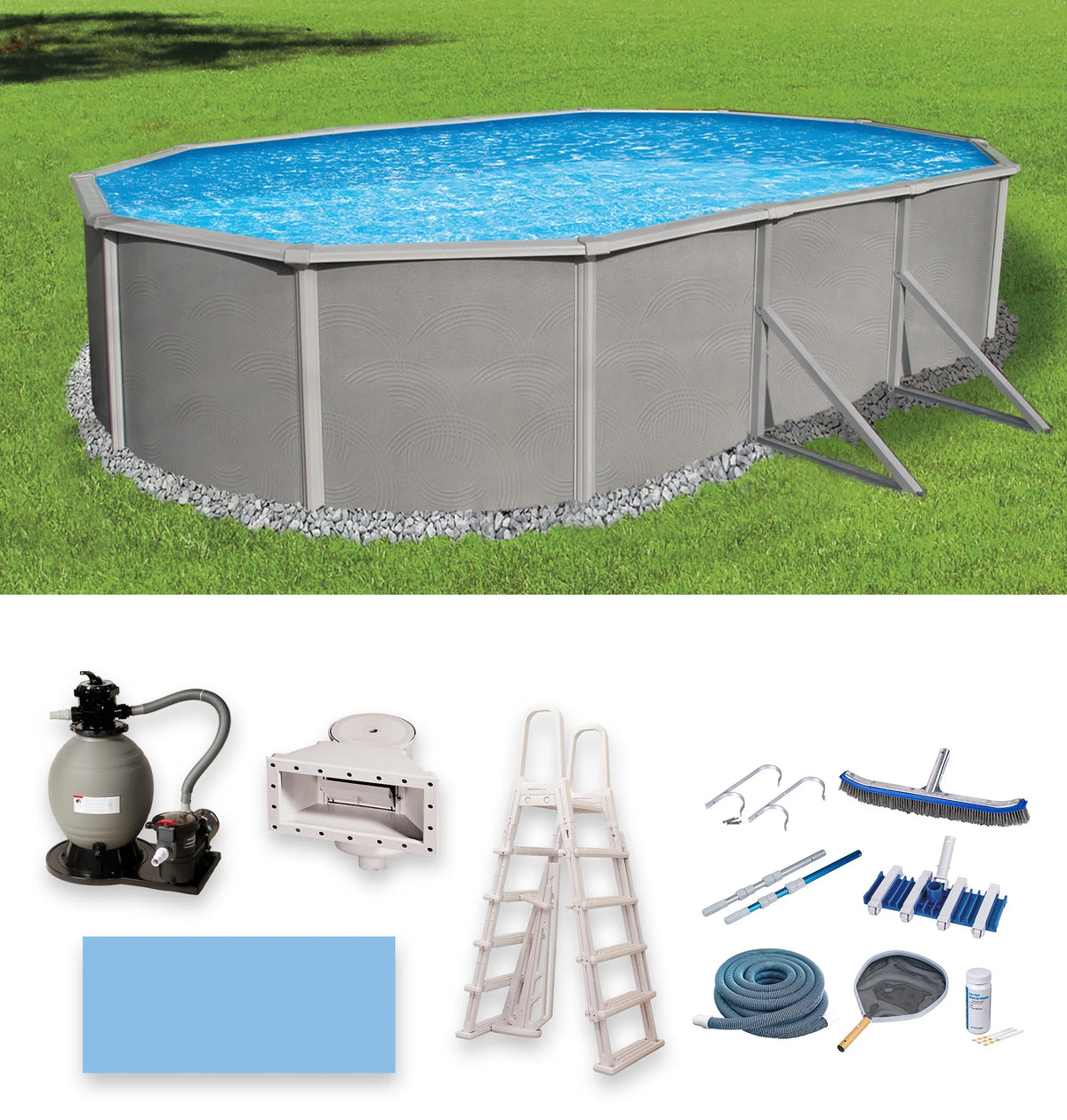 18-ft x 33-ft Oval 52-in Deep Metal Wall Swimming Pool Z3811