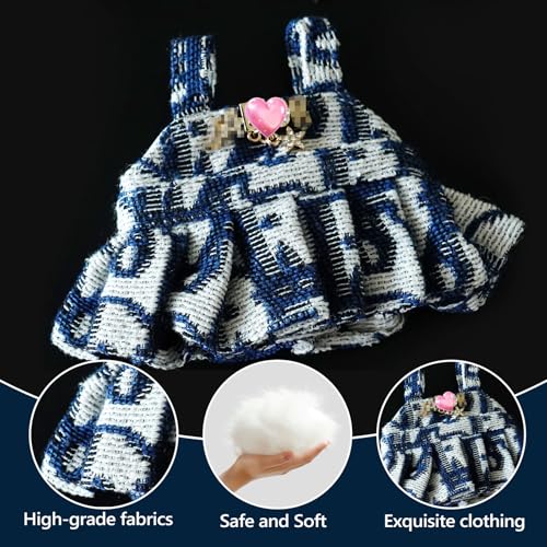 17cm Doll Clothes Set with Hat Pearl Necklace Bag Accessories Blue L840486
