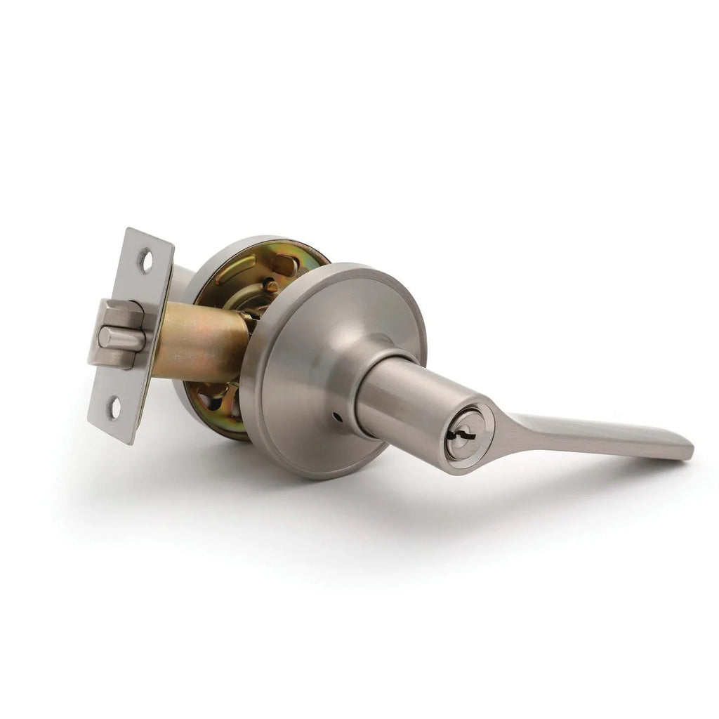 Entry Door Lever Satin Nickel with Round Rosette N131674