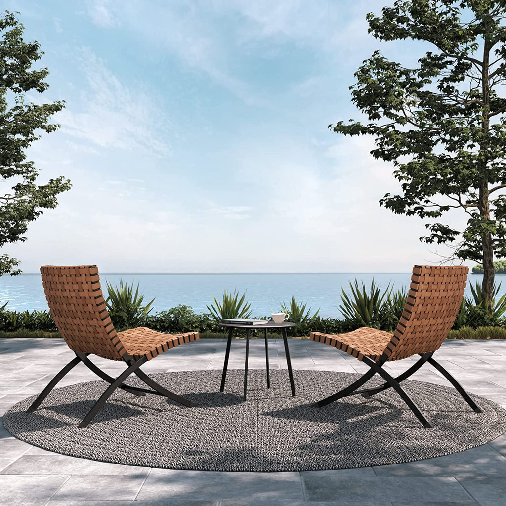 3 Piece Folding Wicker Patio Set with Table and Chairs E858