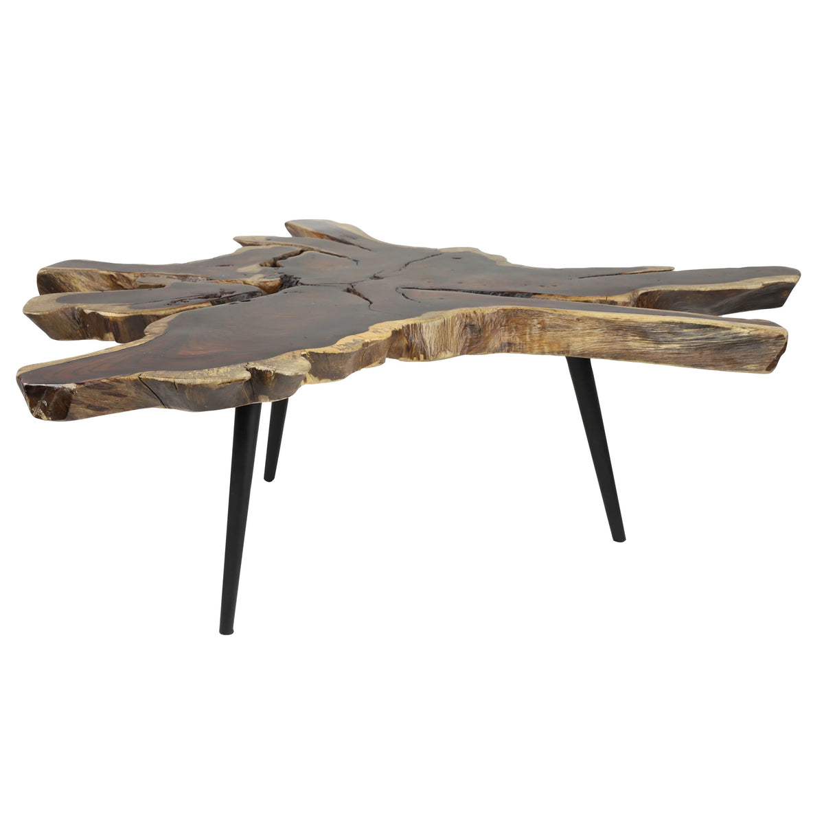 Brown Wood Coffee Table with Black Metal Tripod Legs N976723