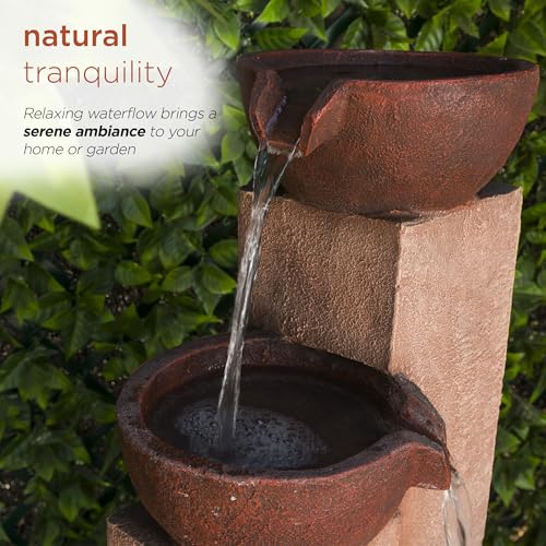 41” Outdoor 3-Tiered Weathered Stone Water Fountain W3307