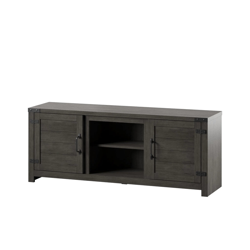 Weathered Gray TV Stand with Planked Doors X69240