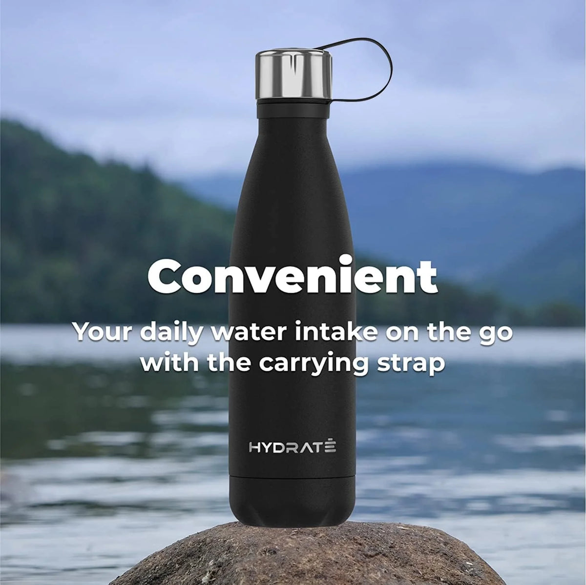 Carbon Black Stainless Steel Water Bottle 500ml Insulated Reusable X242816