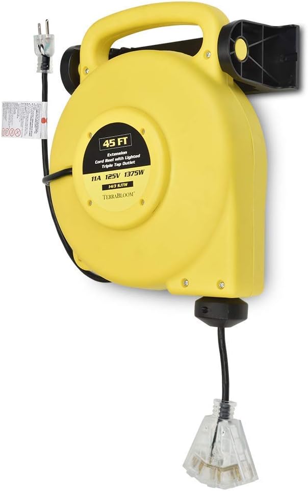 40 Ft 12/3 Retractable Extension Cord Reel with 3 Outlets T334