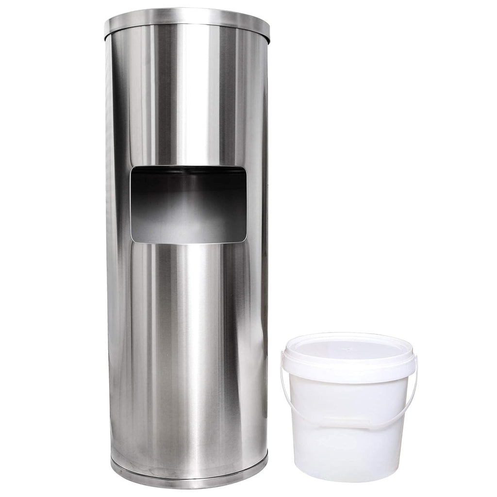 Stainless Steel Floor Stand Wipe Dispenser with Built-in Trash Can K52047