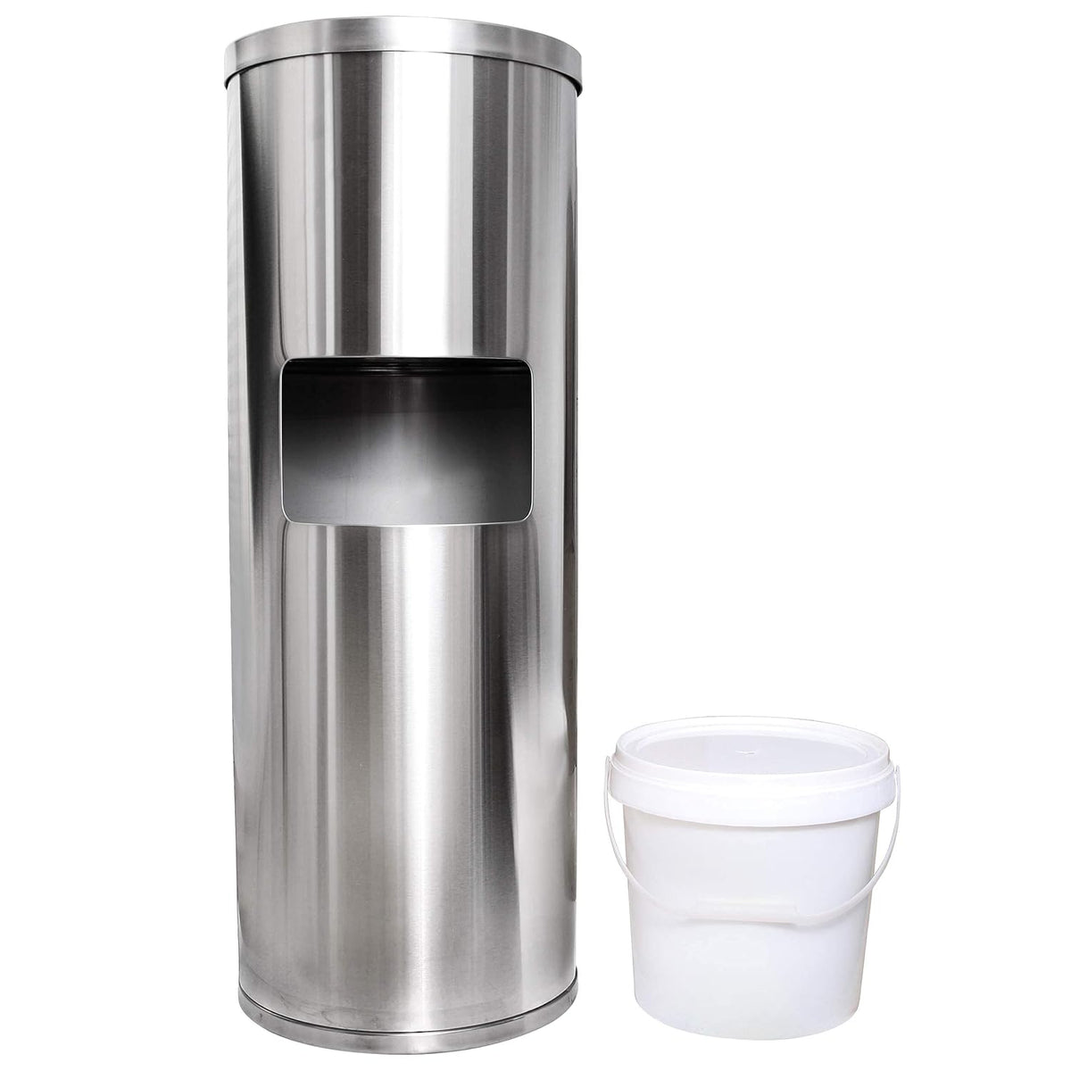 Stainless Steel Floor Stand Wipe Dispenser with Built-in Trash Can K52047