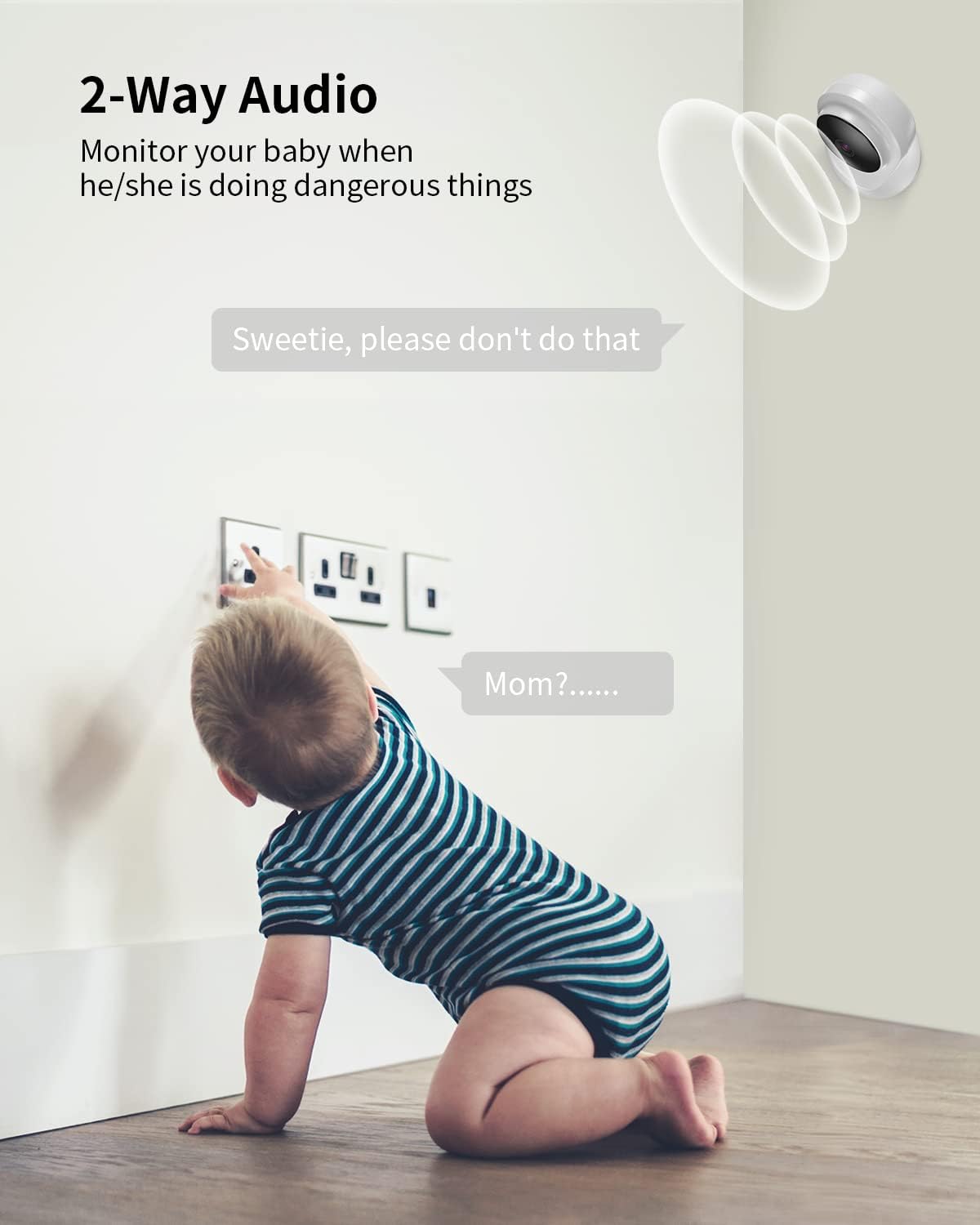 Baby Monitor with Camera and Audio, 1080P Infrared Night Vision, White O6285