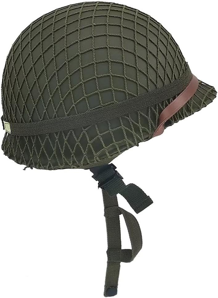 WW2 US Army M1 Helmet Steel Shell with Net Canvas Chin Strap Cat Eye Band W895048