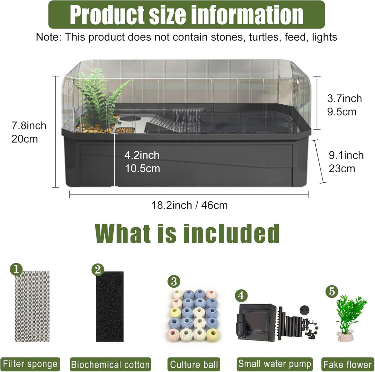 Turtle Aquarium Turtle Tank kit with Water Filter D825741