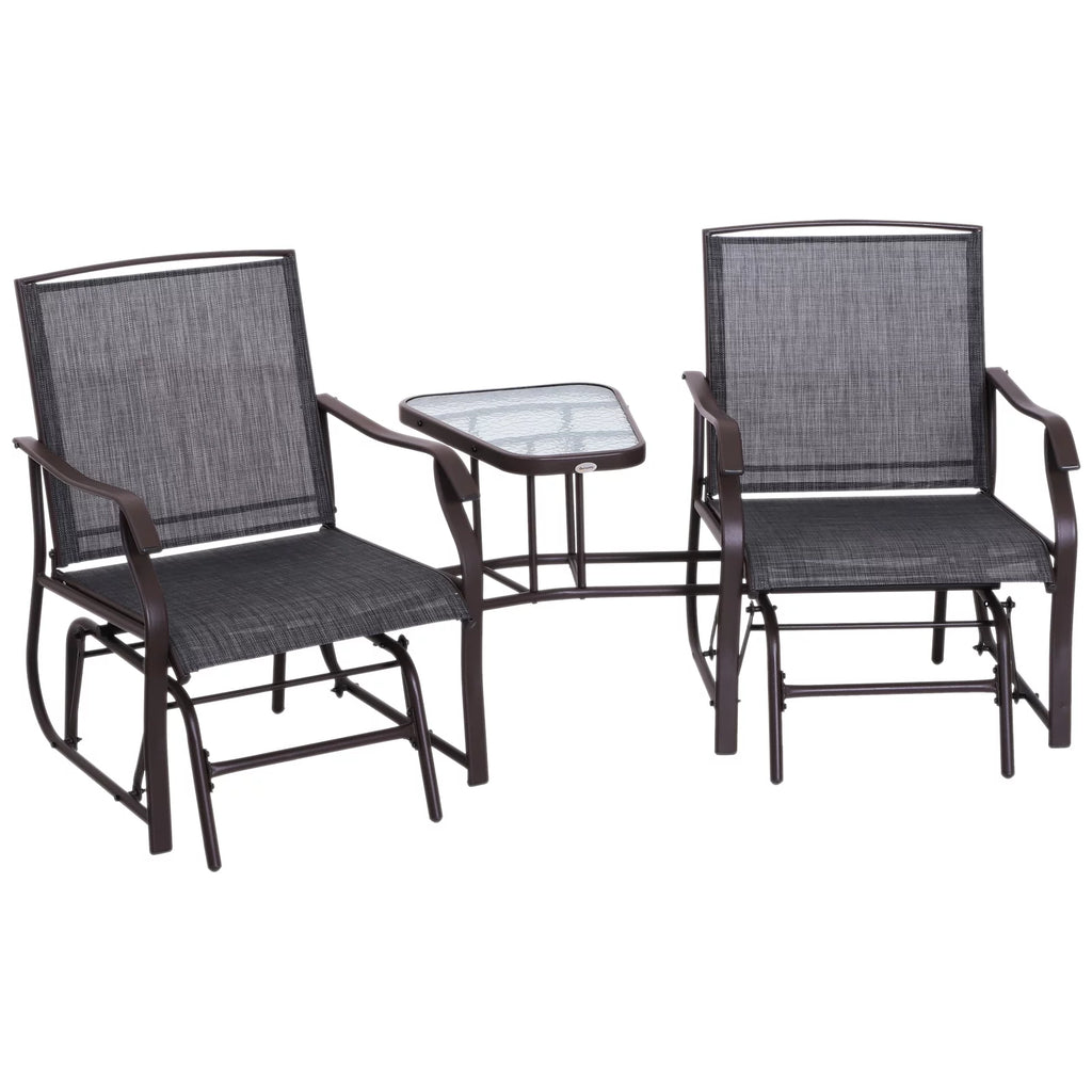 2 Person Sling Fabric Double Glider Rocker Chair with Table Q984