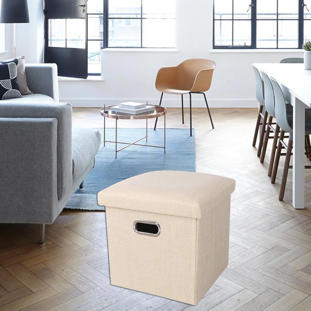 Beige Storage Ottoman Bench T8262