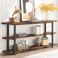 3-Tier Rustic Brown Console Table Shelving Unit M5926