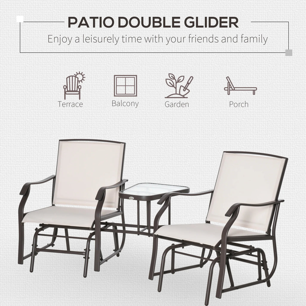 2 Person Sling Fabric Double Glider Rocker Chair with Table Q984