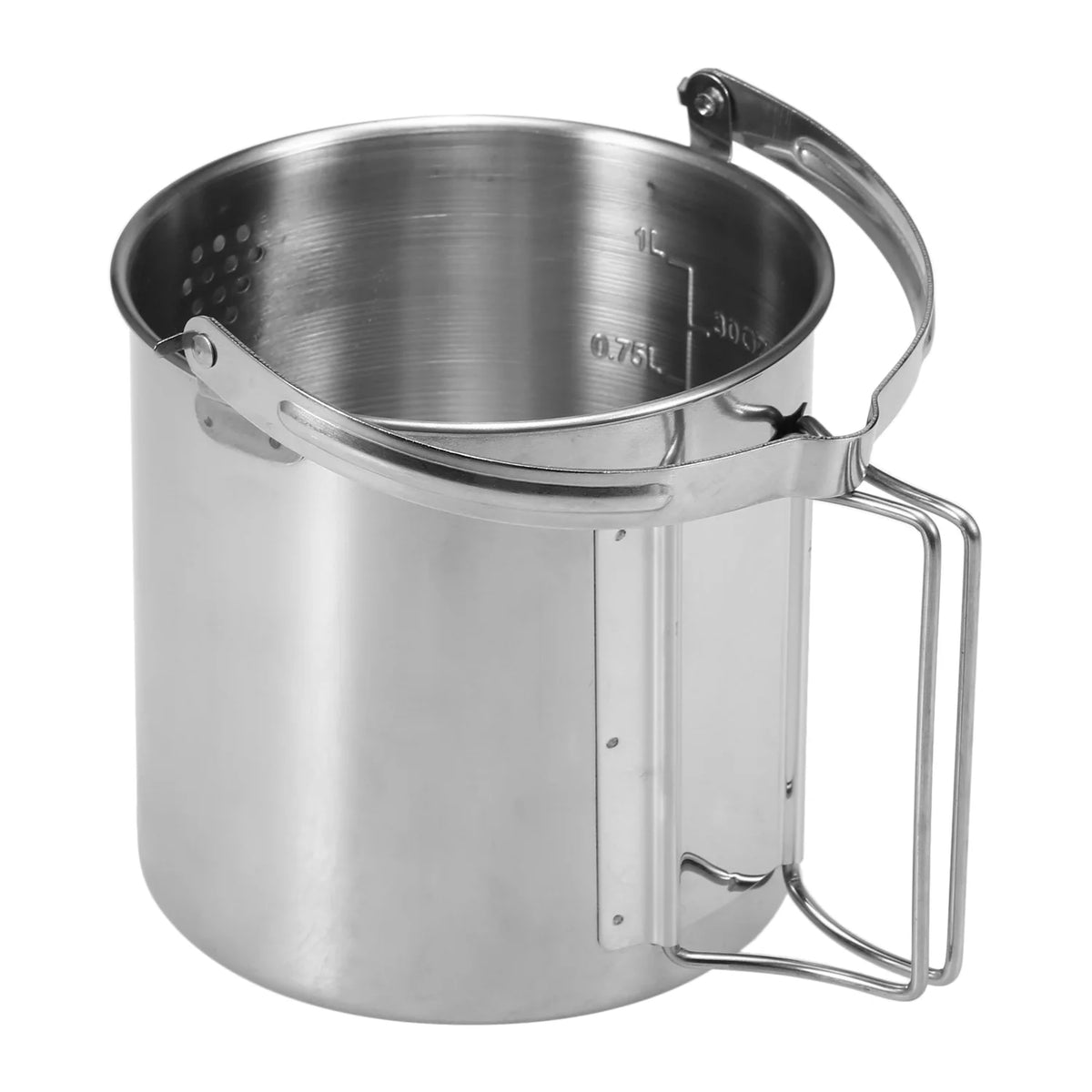 1L Stainless Steel Camping Kettle with Foldable Handle Z343333