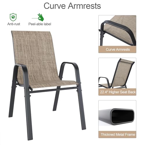 Outdoor Patio Stackable Dining Chairs Set of 4 All-Weather Textilene Y9093
