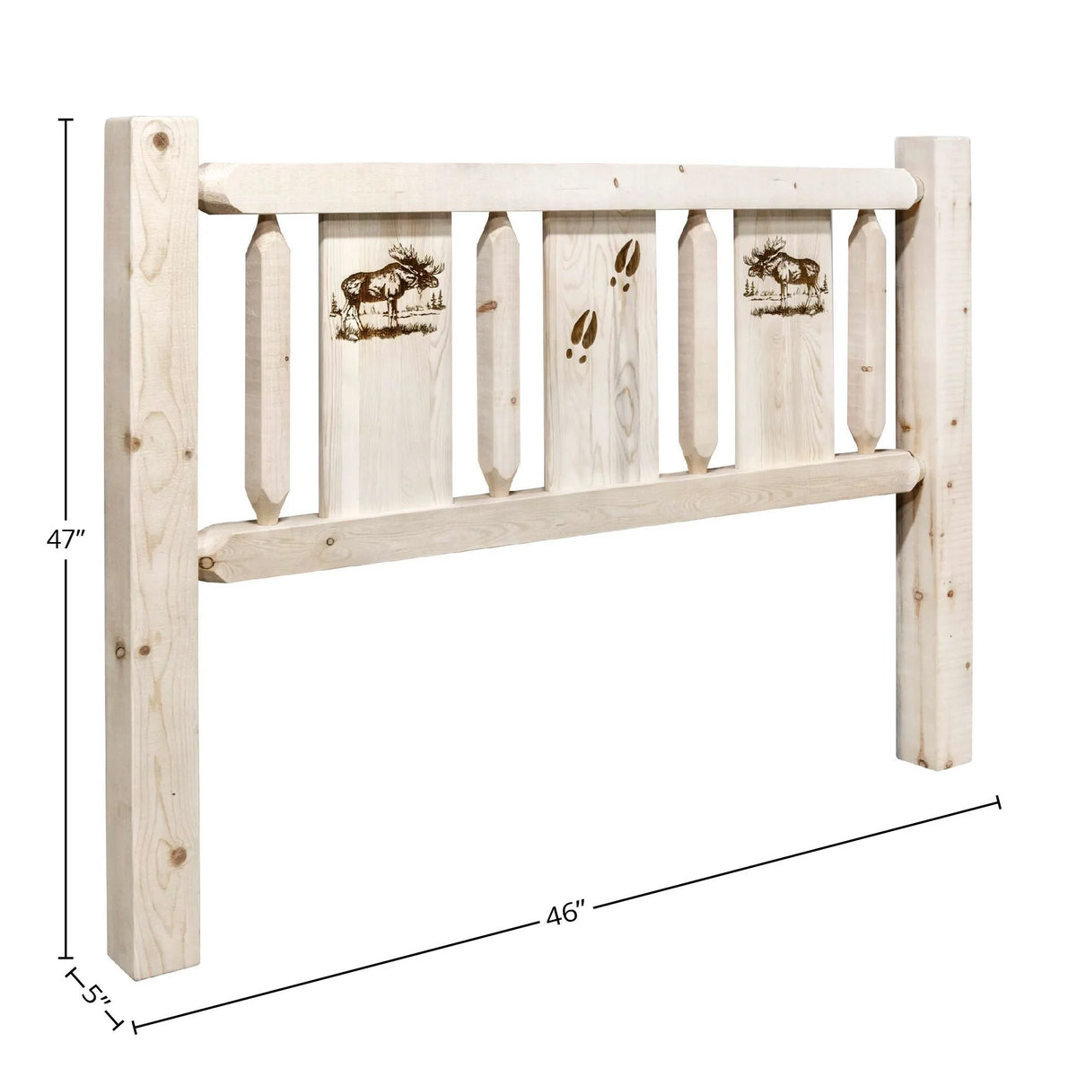 Twin Headboard with Laser Engraved Moose Design N855
