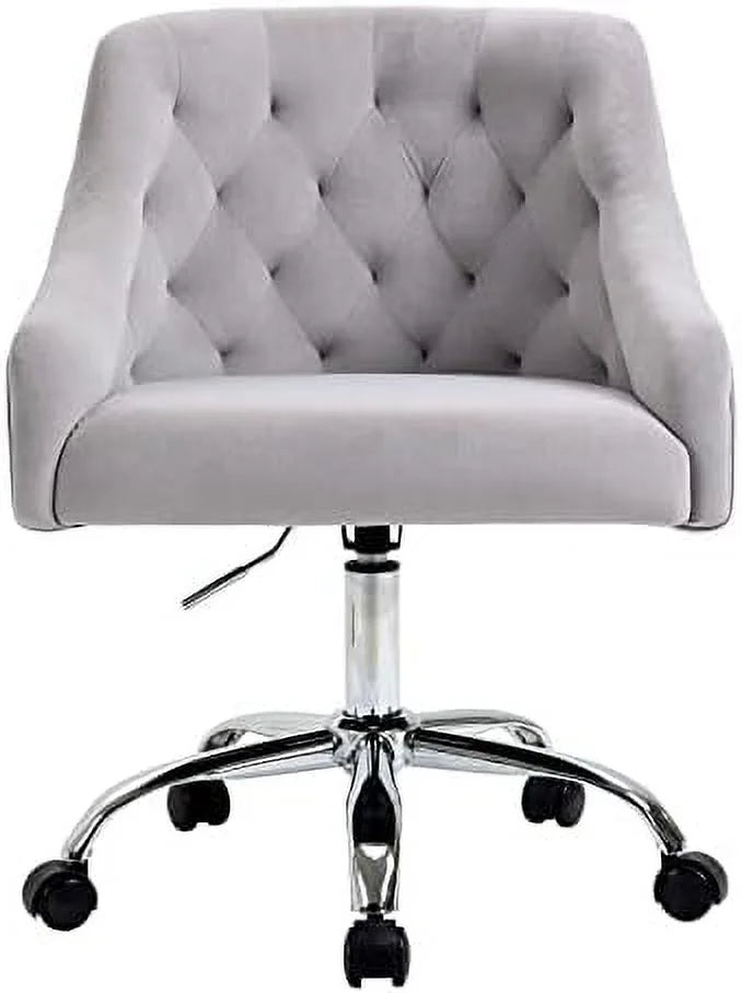 Grey Velvet Adjustable Mid-Back Office Chair E294691