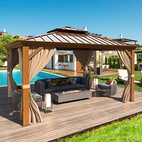 12'x16' Hardtop Gazebo with Curtains and Netting A53699