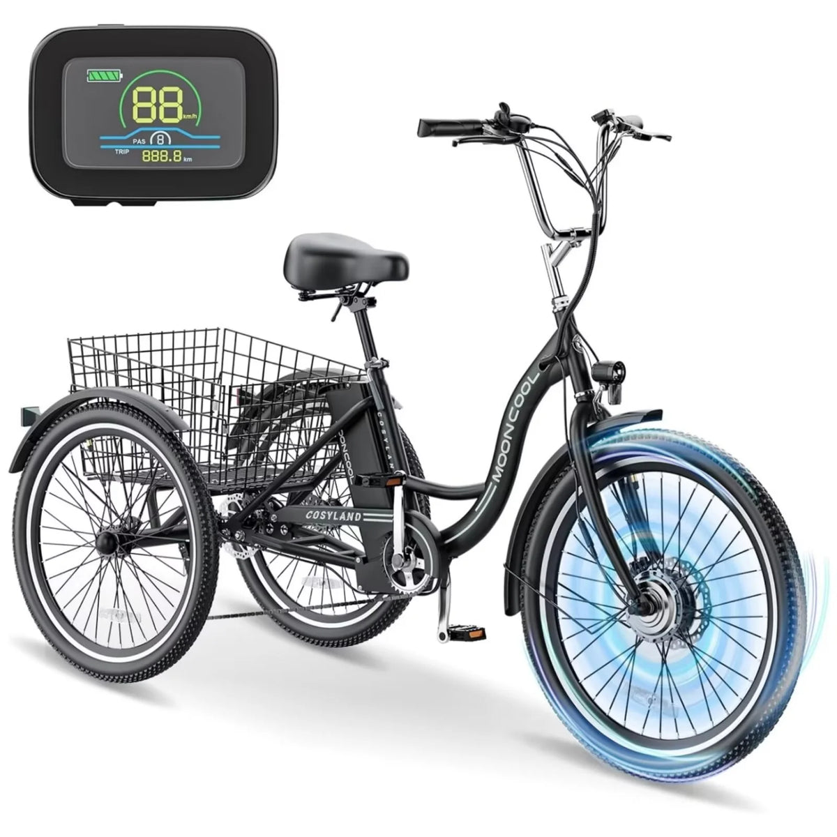 26" 350W 36V 7 Speeds Electric Tricycle M775