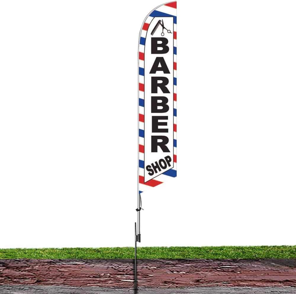 White Feather Flag with 15 ft Pole Kit and Ground Spike B717645