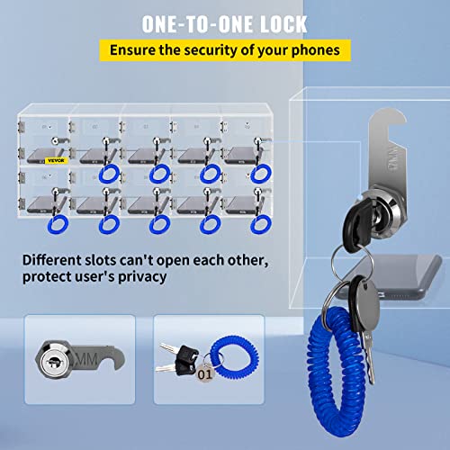 20 Slots Acrylic Wall-Mounted Cabinet with Door Locks and Keys U82090