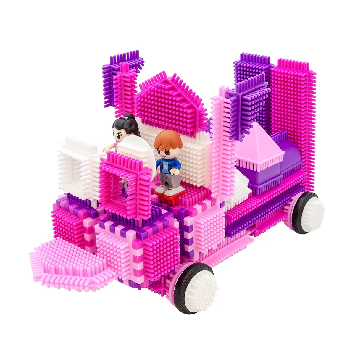 106pcs Hedgehog Building Blocks Tiles Castle Theme Set with Human Figures STEM Toy Kit, Pink S42651