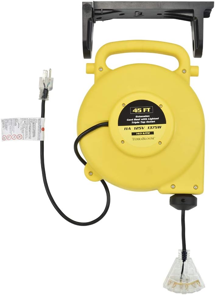 40 Ft 12/3 Retractable Extension Cord Reel with 3 Outlets T334