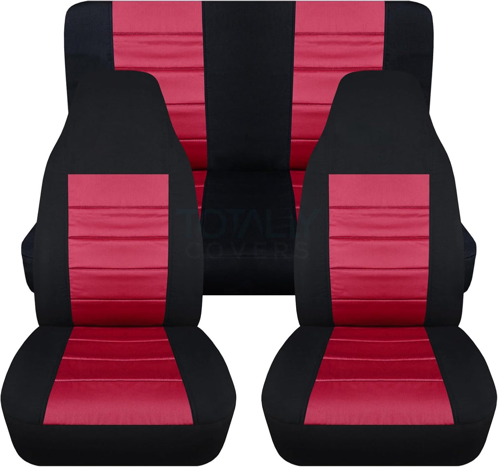 Black & Purple Full Set Front & Rear Seat Covers for 2-Door Jeep Wrangler TJ D644937