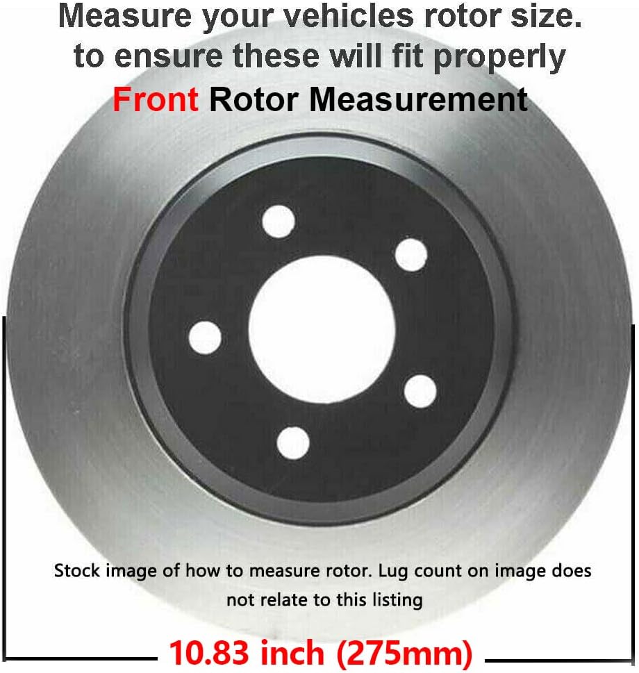 10.83" Front & Rear Drilled Slotted Rotors + Brake Pads 10pc Set R591546