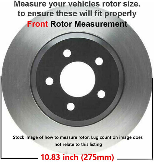 10.83" Front & Rear Drilled Slotted Rotors + Brake Pads 10pc Set R591546