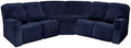 5 Seater Velvet Stretch Recliner Sofa Cover Set of 7 Pieces A169