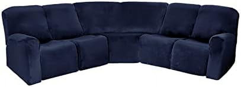 5 Seater Velvet Stretch Recliner Sofa Cover Set of 7 Pieces A169