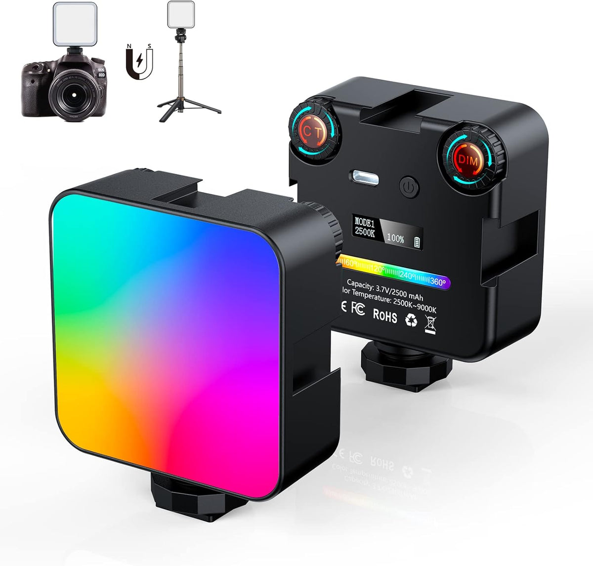 RGB Video Light with Magnetic Back, Pack of 2 U24115