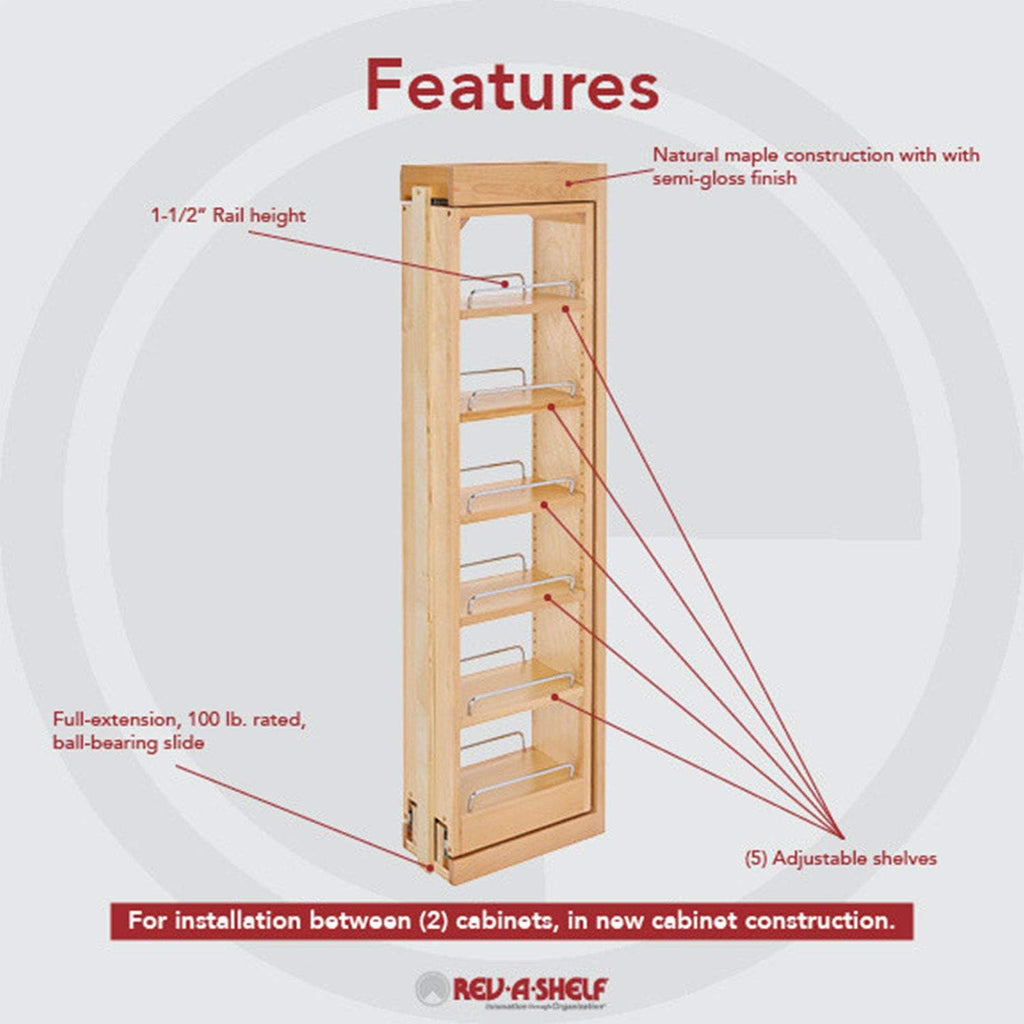 6 x 42 Inch Wooden Adjustable Pull-Out Cabinet Wall Filler Storage Organizer Q85547