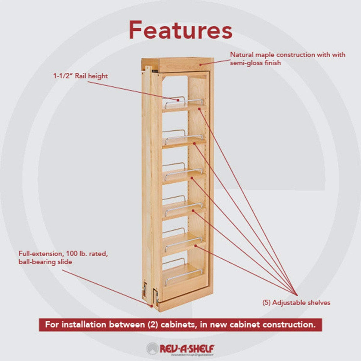 6 x 42 Inch Wooden Adjustable Pull-Out Cabinet Wall Filler Storage Organizer Q85547