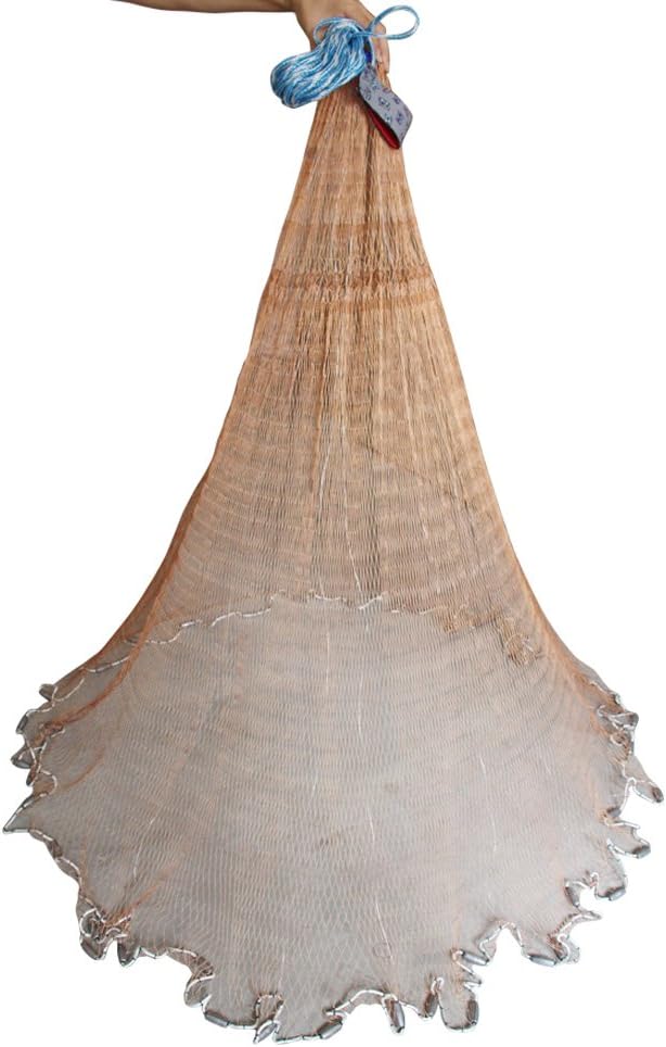 Handmade American Bait Cast Net with Real Lead Sinker Weights Radius 4ft Mesh Size 1/2inch 49 Feet Braided Hand line A45342