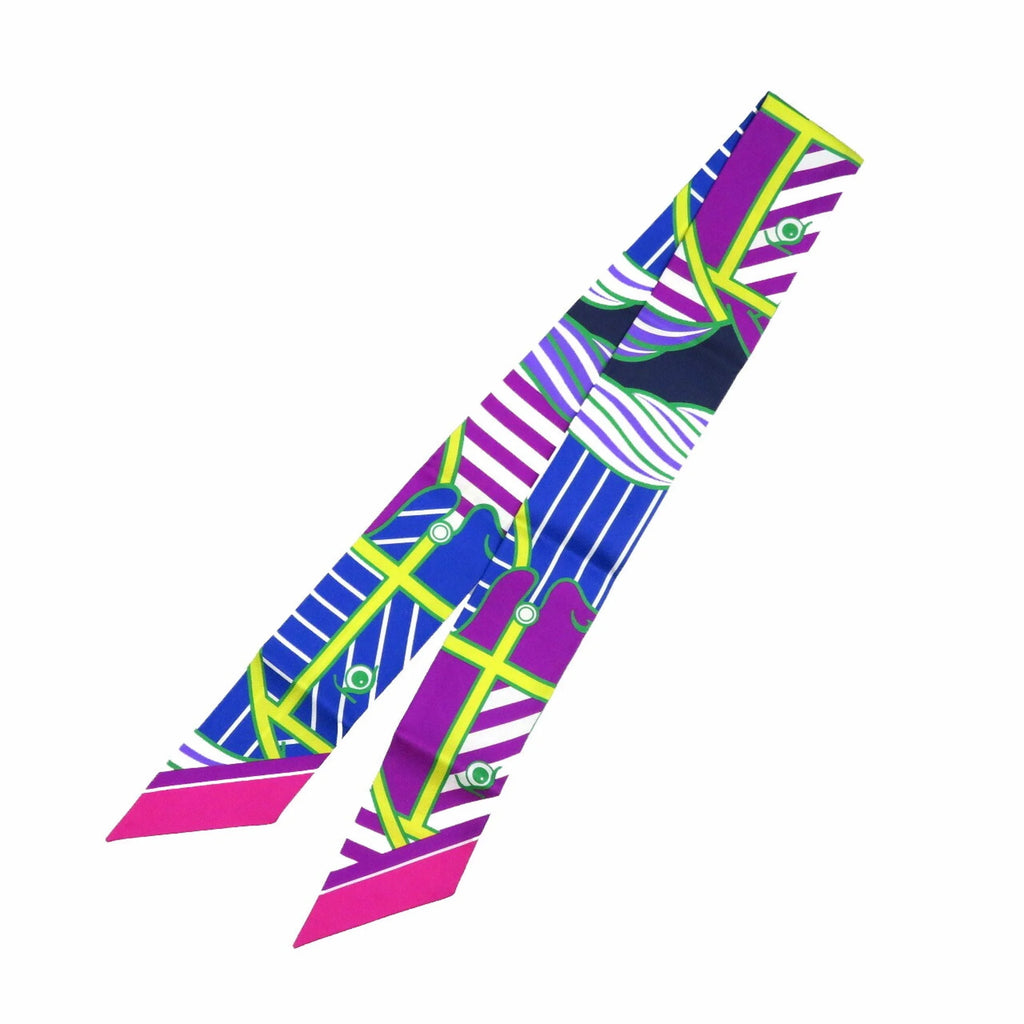 Silk Fuchsia Blue Jaune Purple Scarf Muffler F399