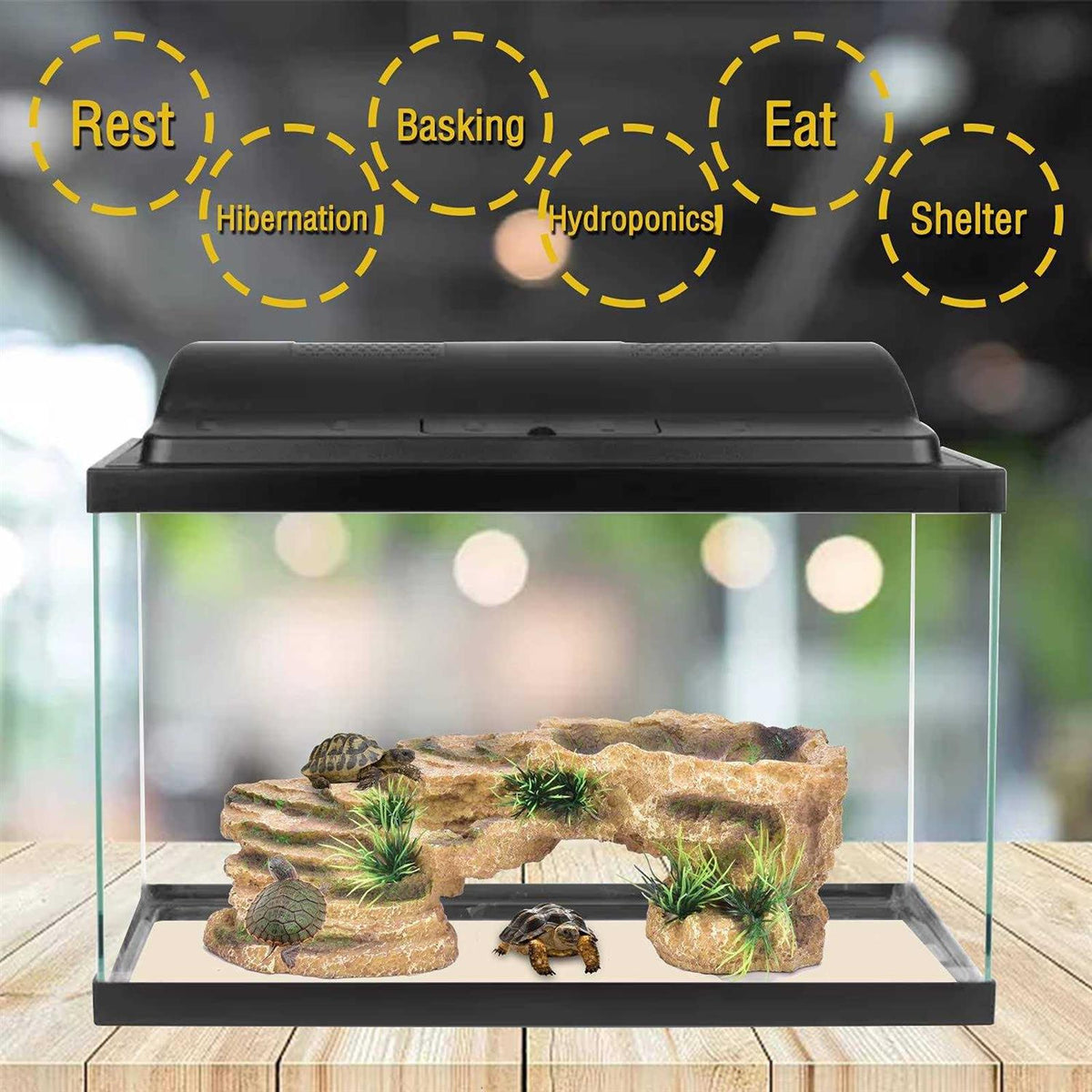 Resin Basking Platform Rectangular Aquarium Turtle Tank Decorations L6462