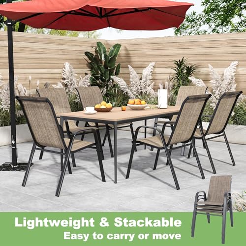 Outdoor Patio Stackable Dining Chairs Set of 4 All-Weather Textilene Y9093