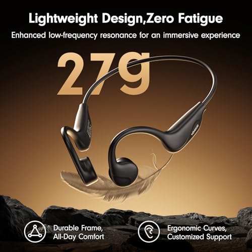 Bone Conduction Open Ear Headphones Bluetooth 5.4 with Mic 10H Playtime IPX5 Waterproof I657941