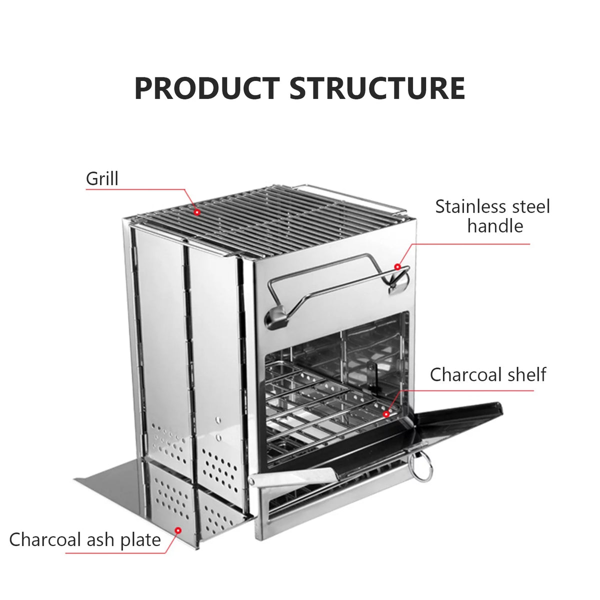 Foldable Stainless Steel Charcoal Grill R109