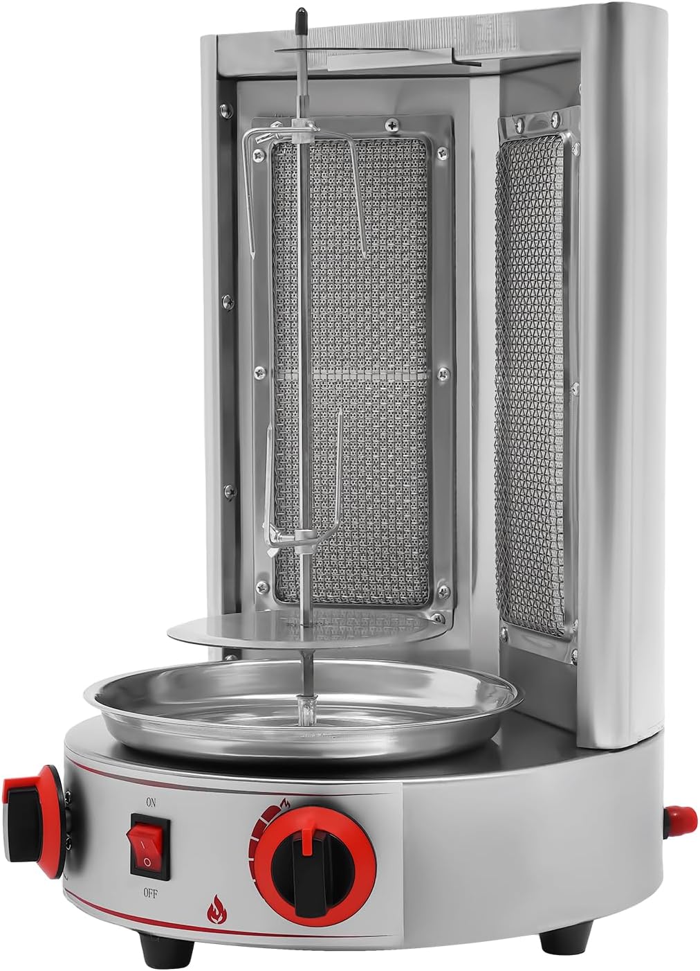 Stainless Countertop Gas Vertical Broiler Rotisserie Grill with 2 Burners Q8302