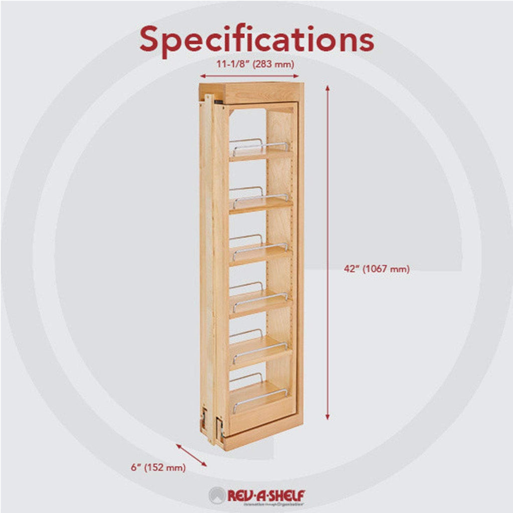 6 x 42 Inch Wooden Adjustable Pull-Out Cabinet Wall Filler Storage Organizer Q85547